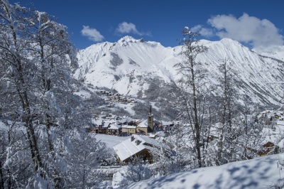 Vue village St Martin de Belleville neige