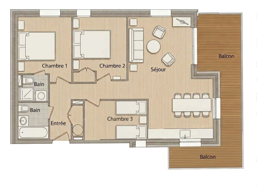 Appartement 3 chambres avec terrasse sud - Photo N°15