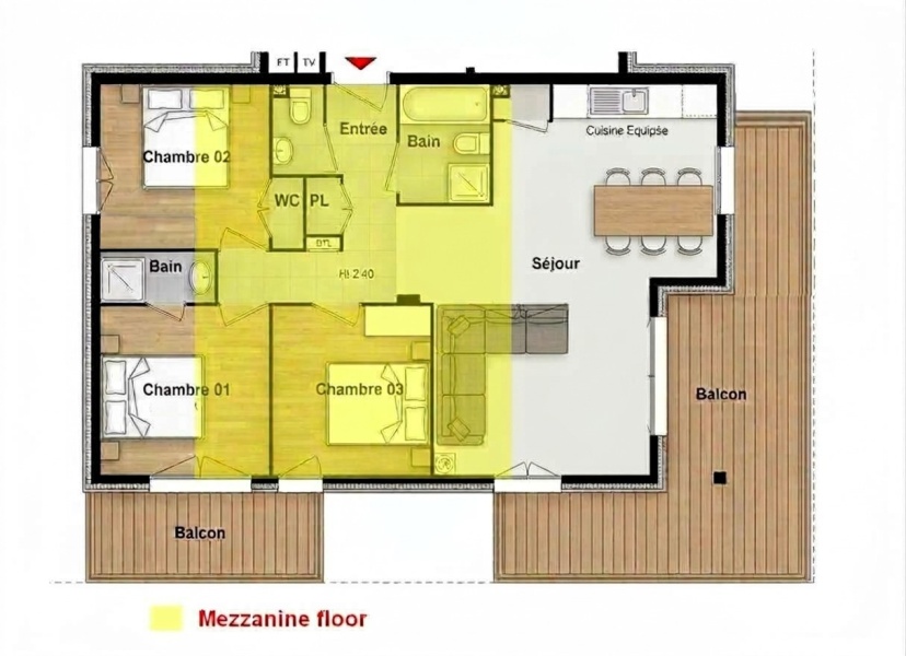 Appartement 3 chambres avec mezzanine - Photo N°19